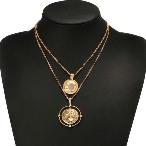 🔥NEW 18K Gold Vintage Coin Double Chain Necklace - Picture 2 of 4